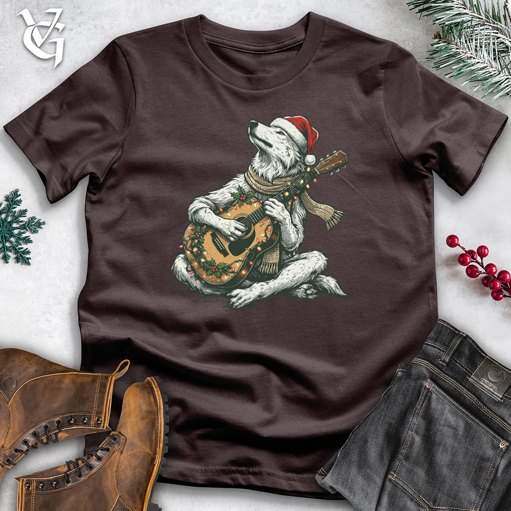 Christmas Wolf Playing Guitar Tee