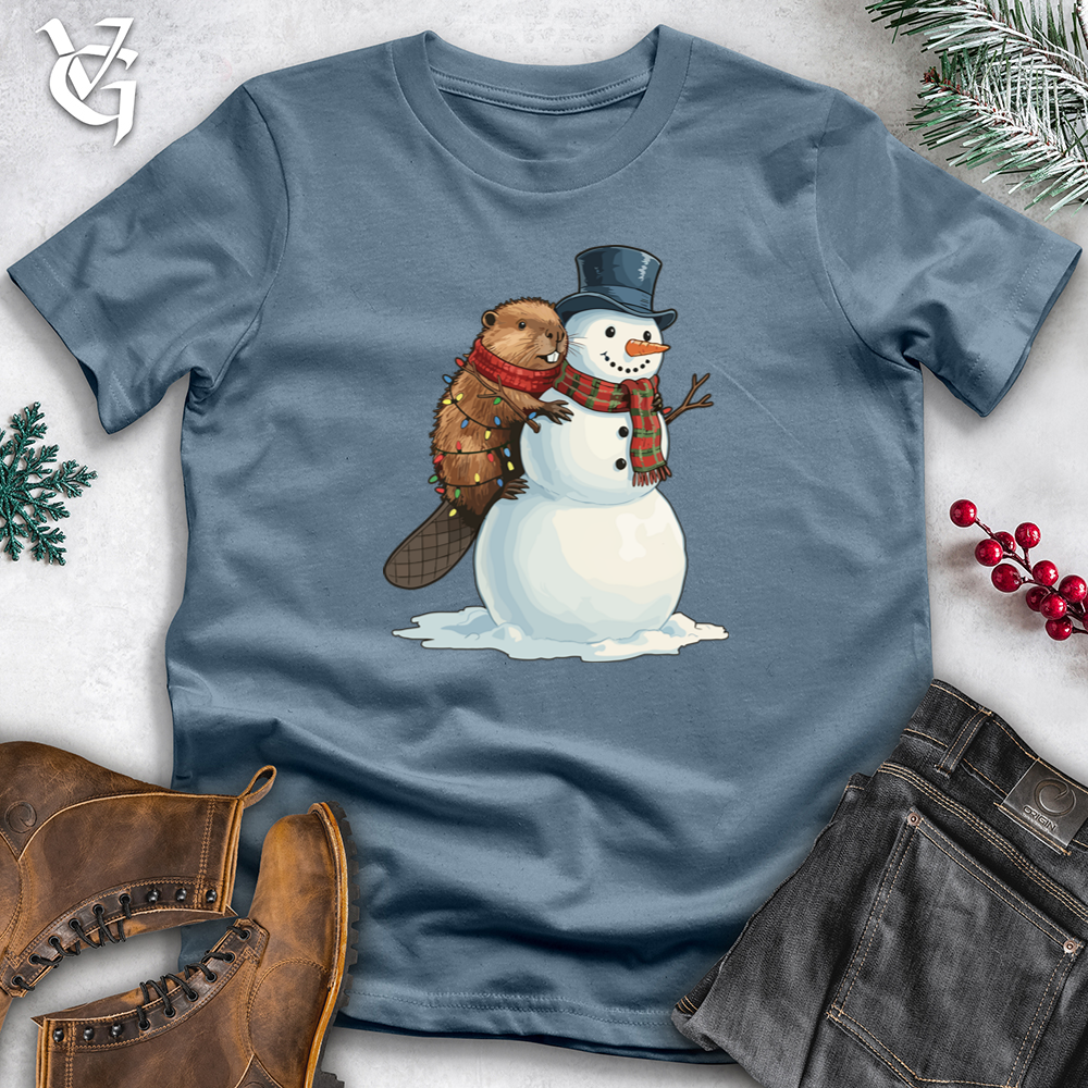 Beaver With Snowman Softstyle Tee