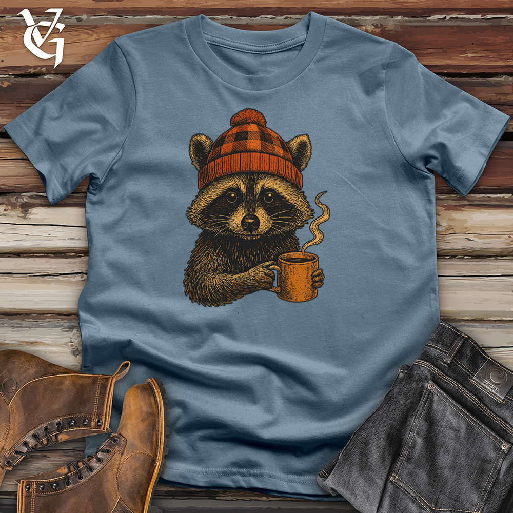 Cozy Fall Raccoon Vibes Softstyle Tee