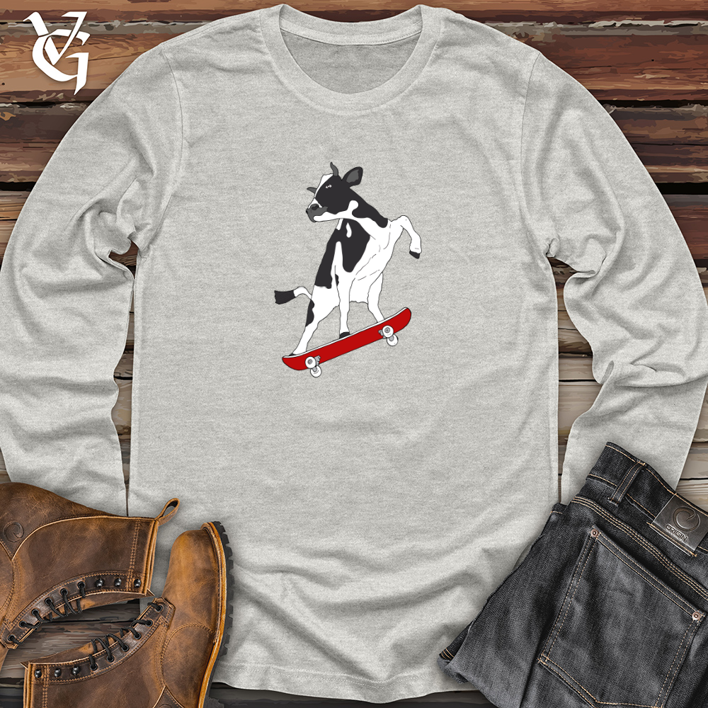 Skateboarding Cow Long Sleeve