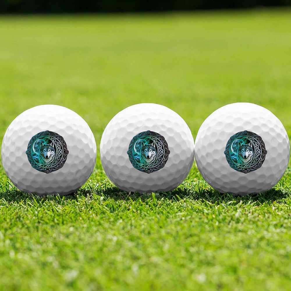 Celtic Moon Wolf Golf Ball 3 Pack