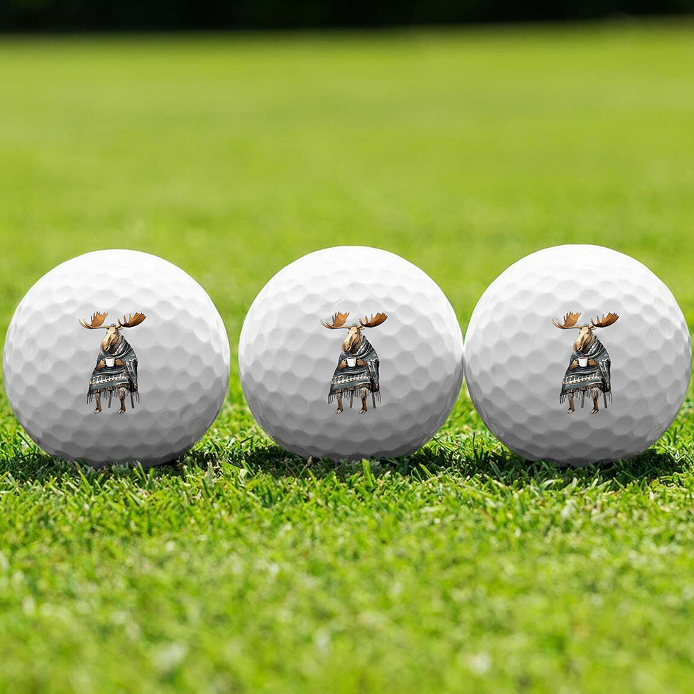 Coffee Drinking Moose Golf Ball 3 Pack