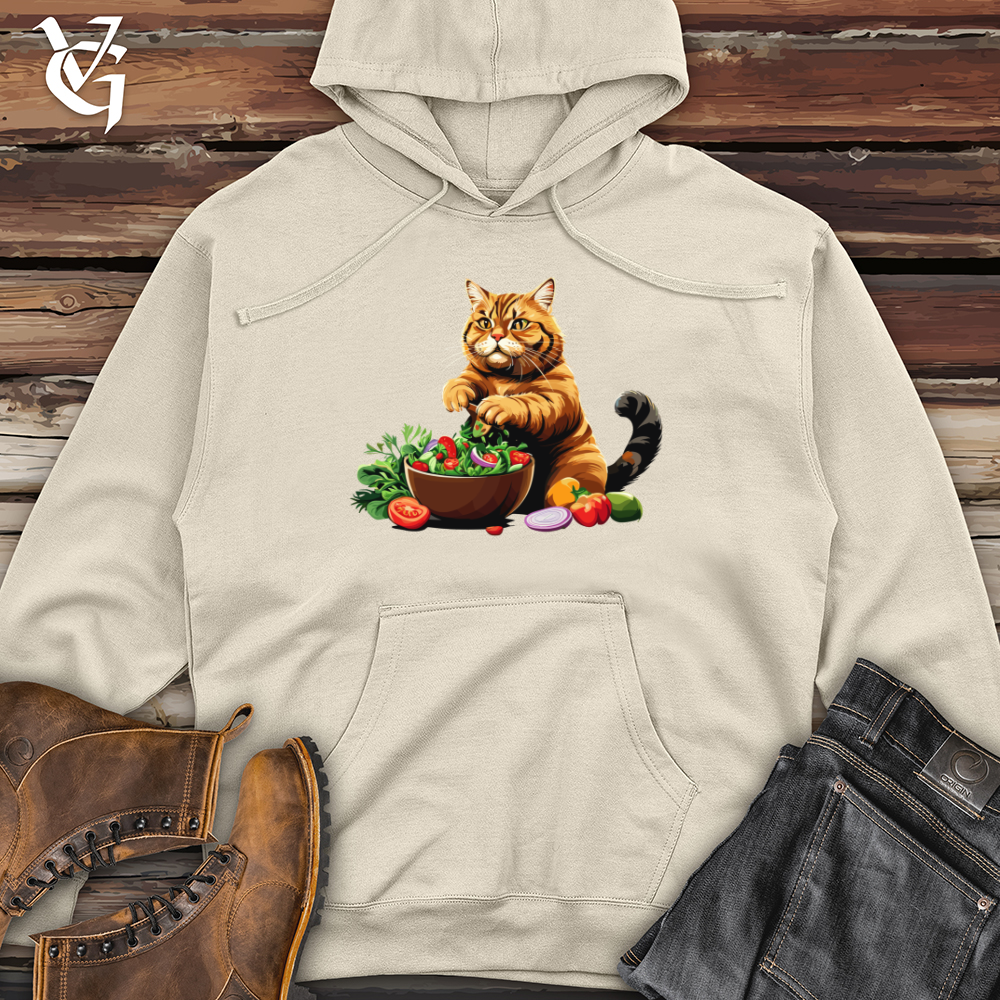 Fat Cat with Salad Midweight Hooded Sweatshirt