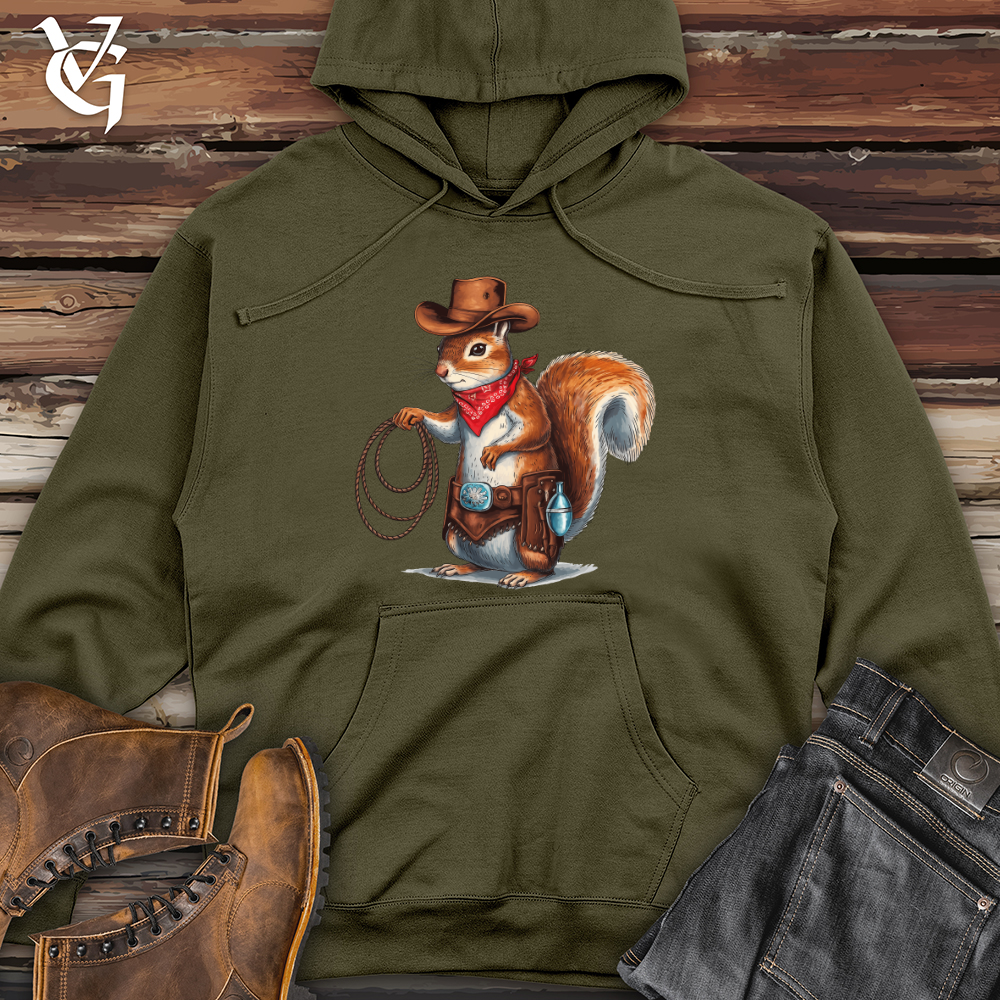 Cowboy Squirrel Midweight Hooded Sweatshirt