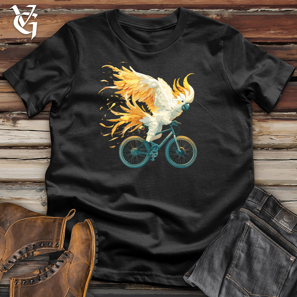 Viking Goods Cockatoo Riding a Bike Cotton Tee Navy / L