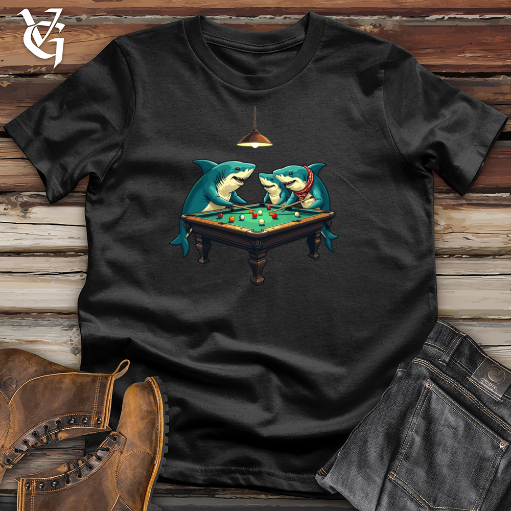 Sharks Around the Pool Table Cotton Tee