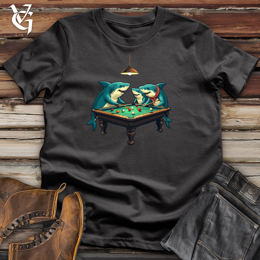 Sharks Around the Pool Table Cotton Tee