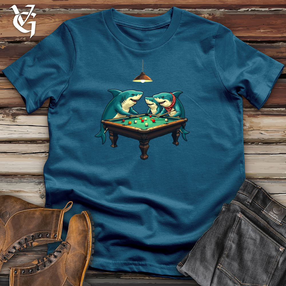 Sharks Around the Pool Table Cotton Tee