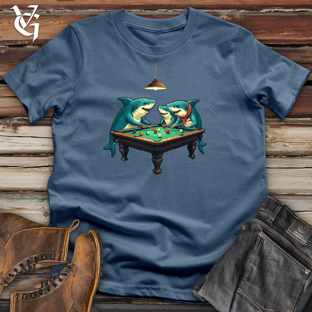 Sharks Around the Pool Table Cotton Tee