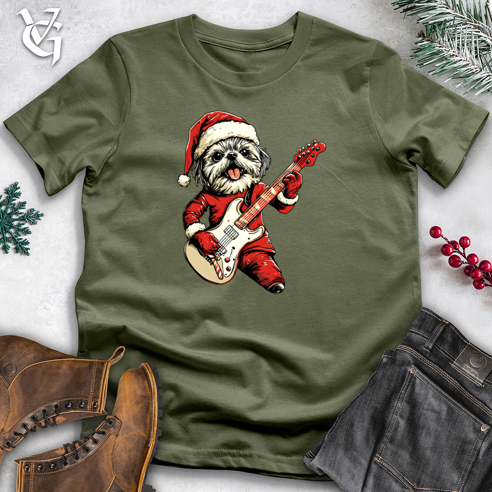 Shih Tzu Christmas Guitarist Softstyle Tee