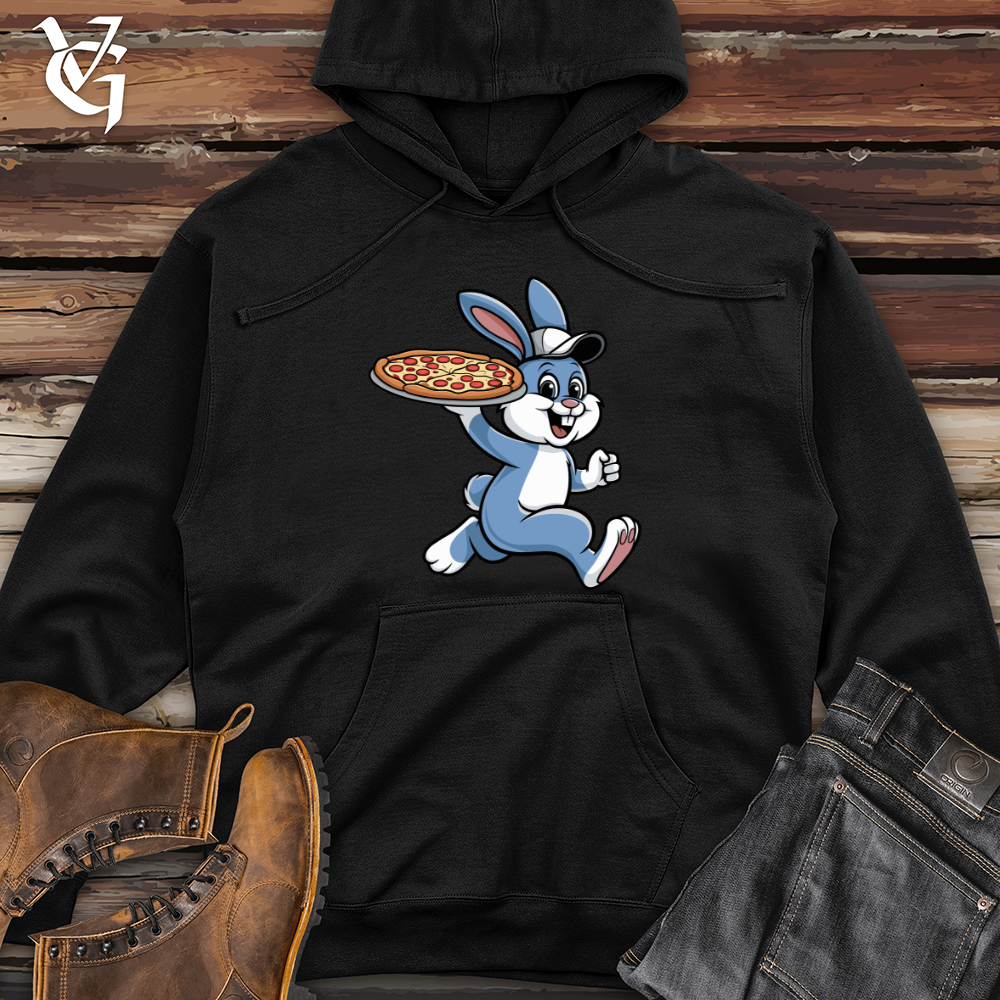 Rabbit Delivering Pizza Midweight Hooded Sweatshirt