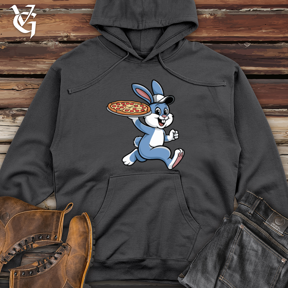 Rabbit Delivering Pizza Midweight Hooded Sweatshirt