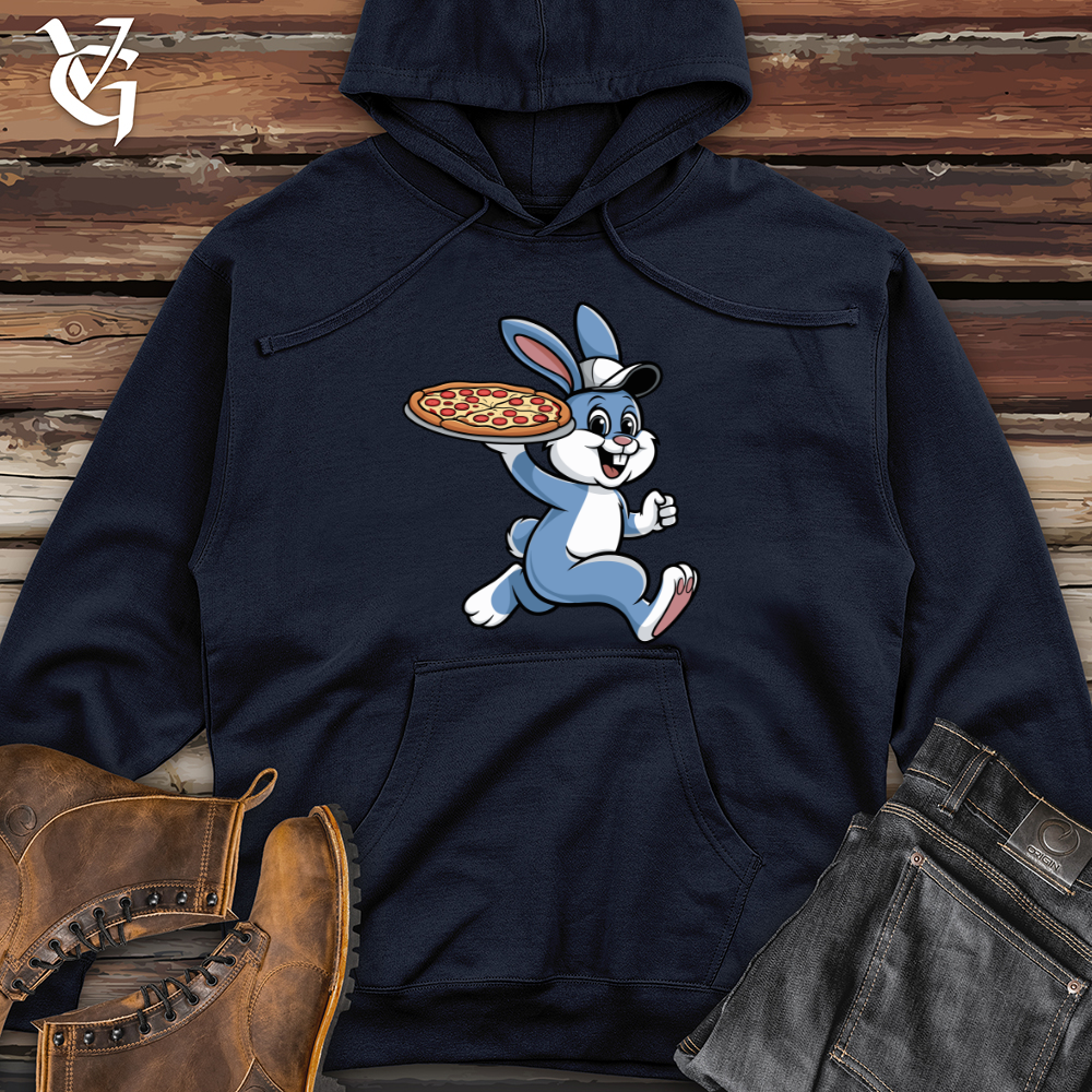 Rabbit Delivering Pizza Midweight Hooded Sweatshirt