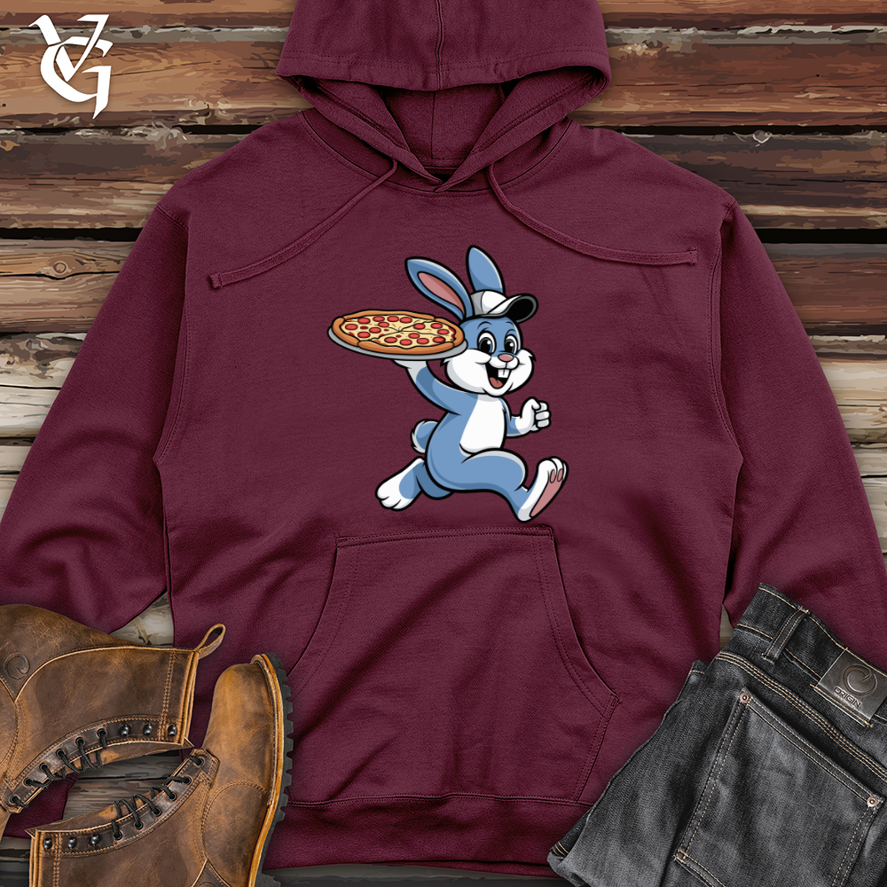 Rabbit Delivering Pizza Midweight Hooded Sweatshirt