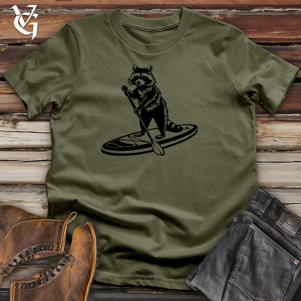 Raccoon Paddleboarding Cotton Tee