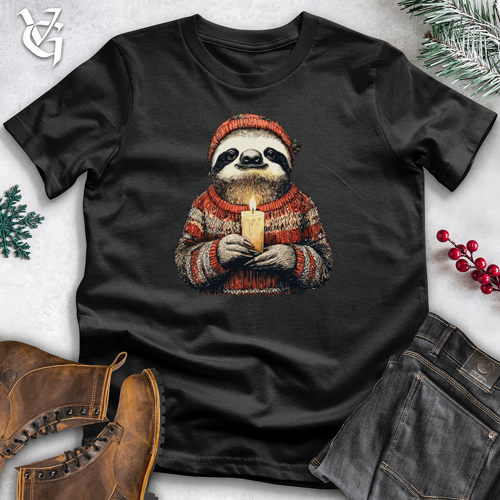 Sloth Christmas Candle Cotton Tee