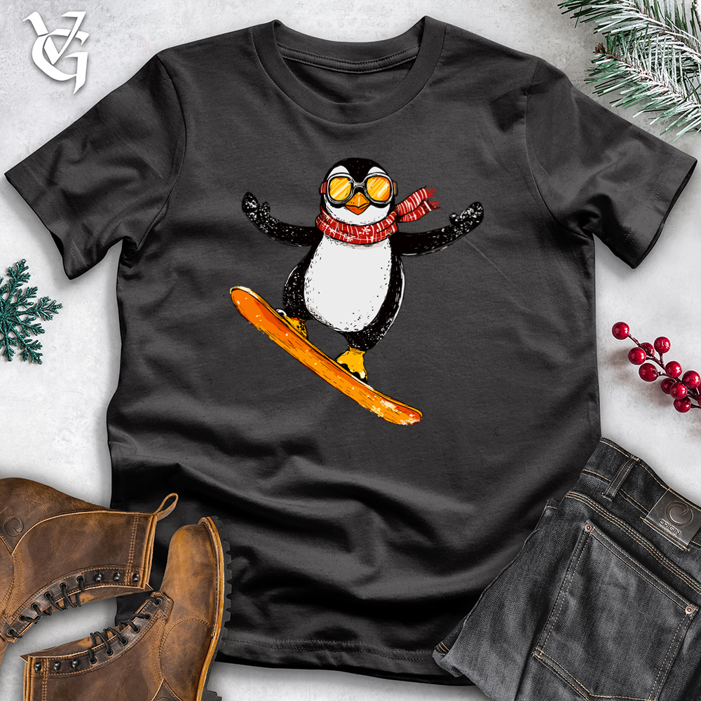 Snowboarding Penguin Fun Cotton Tee