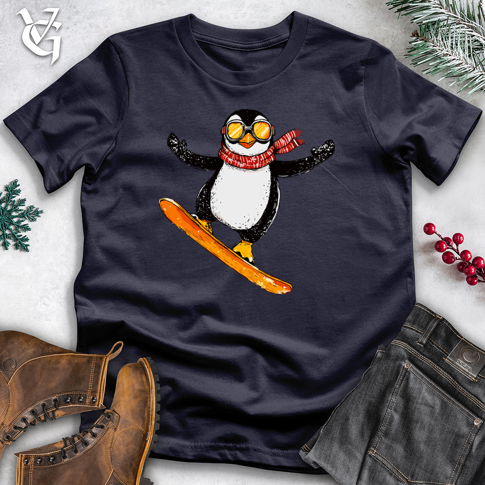 Snowboarding Penguin Fun Cotton Tee