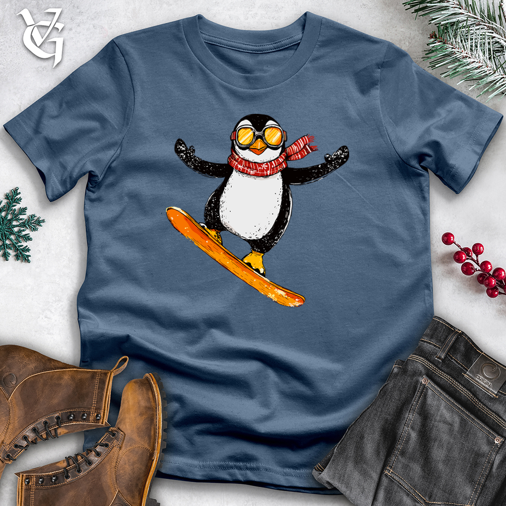 Snowboarding Penguin Fun Cotton Tee