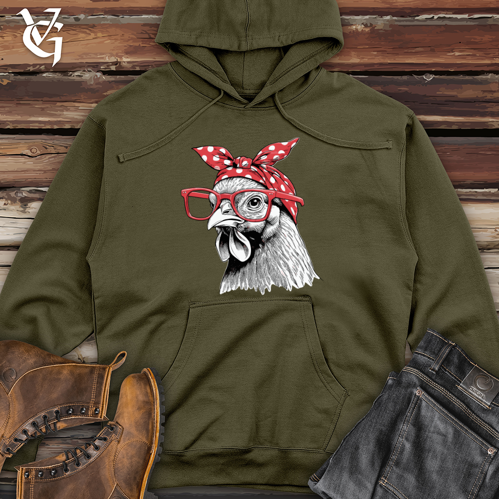 Chicken Wearing Glasses Midweight Hooded Sweatshirt