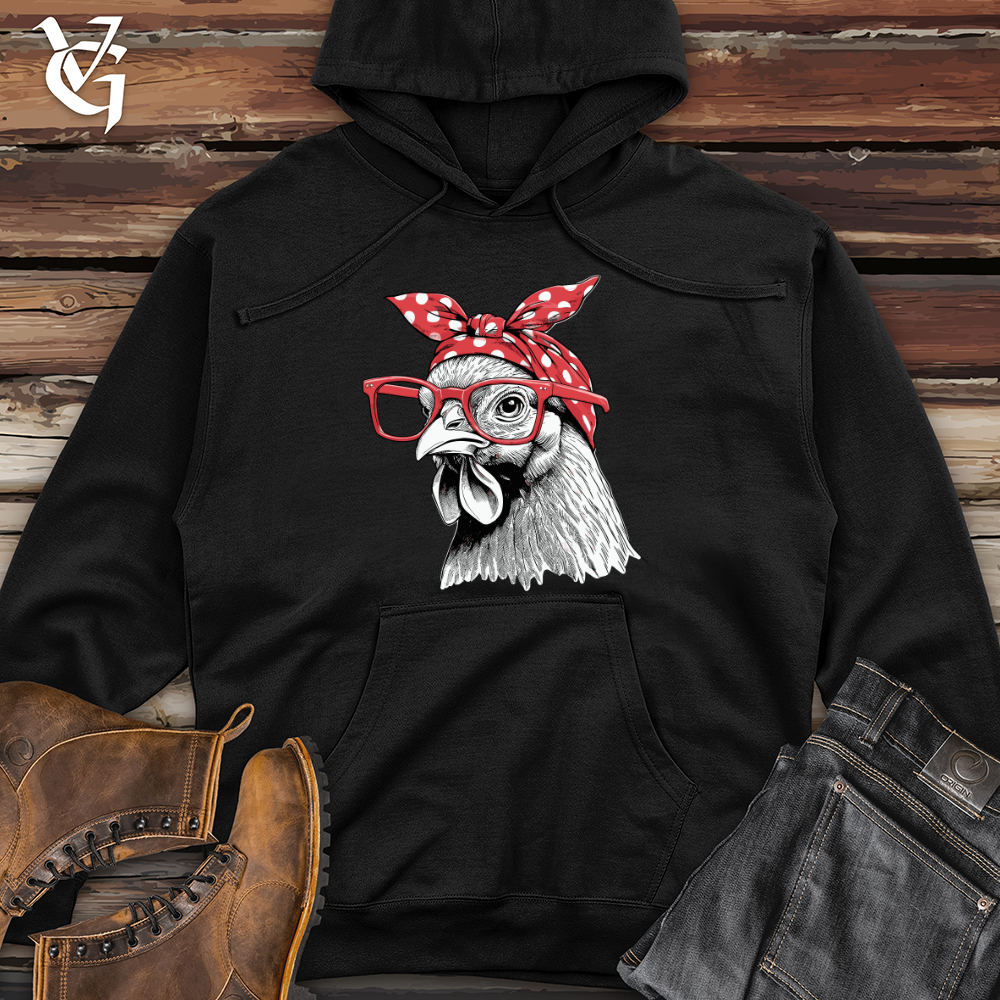 Chicken Wearing Glasses Midweight Hooded Sweatshirt