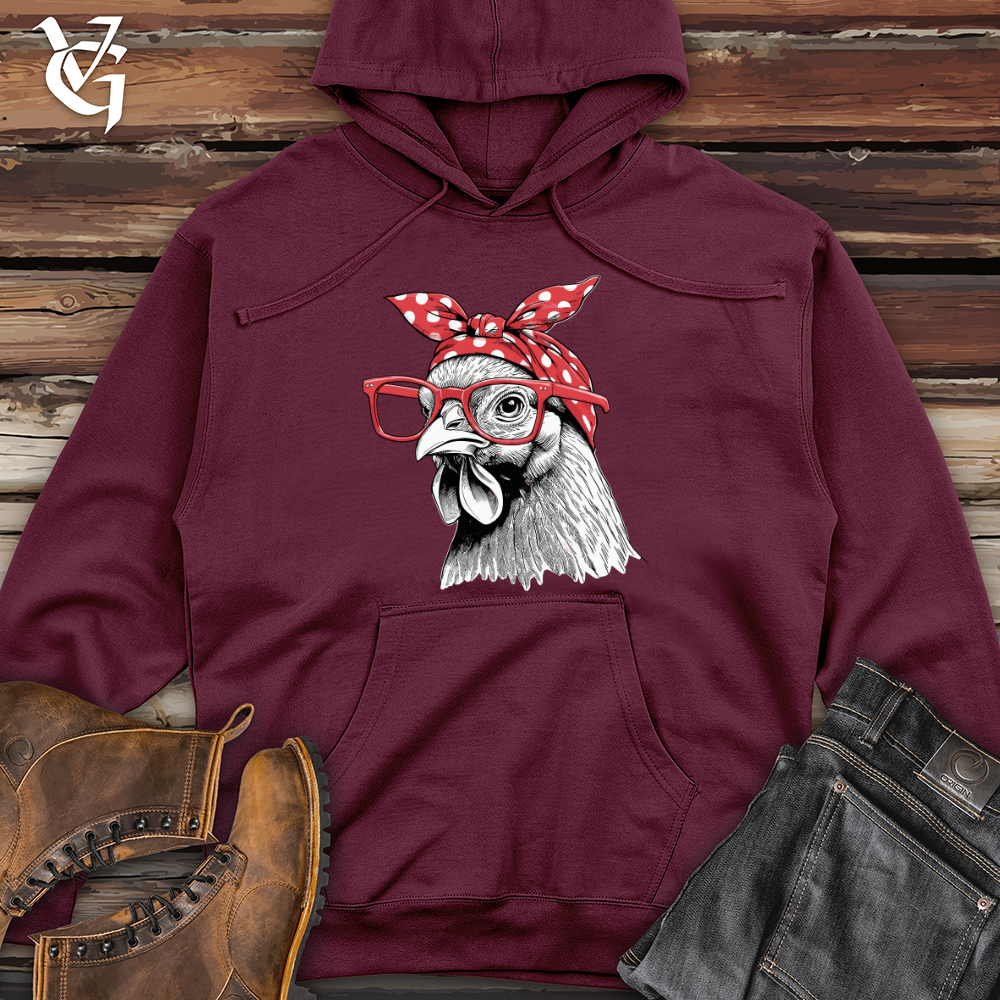Chicken Wearing Glasses Midweight Hooded Sweatshirt