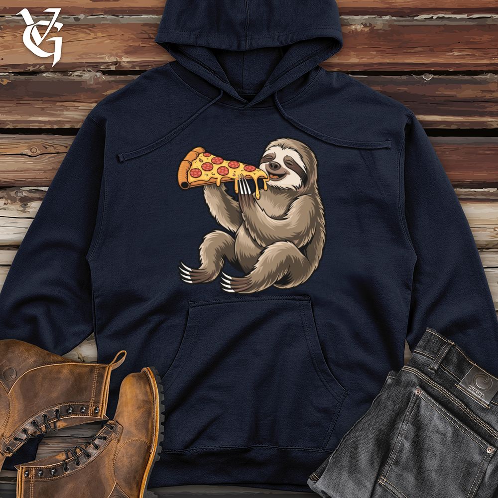 Sloth Eating Pizza Midweight Hooded Sweatshirt