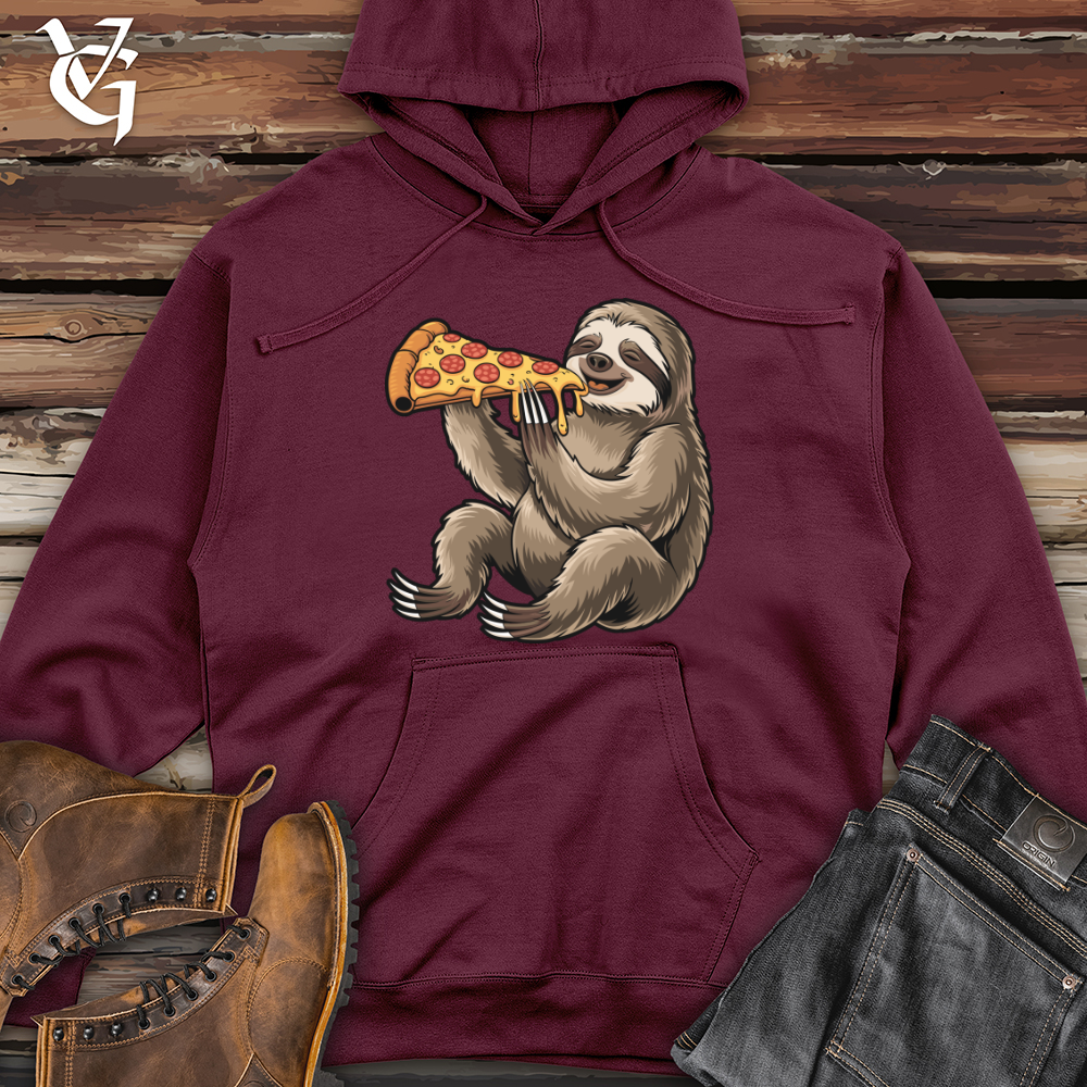 Sloth Eating Pizza Midweight Hooded Sweatshirt