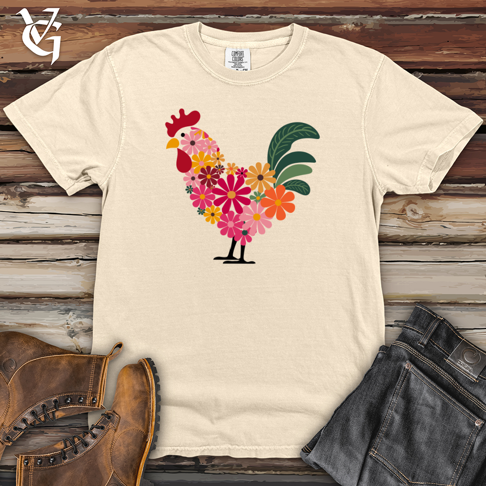 Floral Chicken Heavy Cotton Comfort Colors Tee