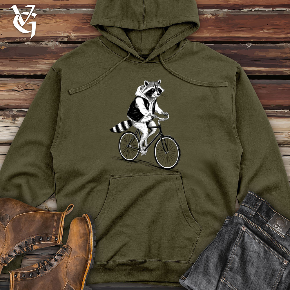 Raccoon Riding Cycle Midweight Hooded Sweatshirt