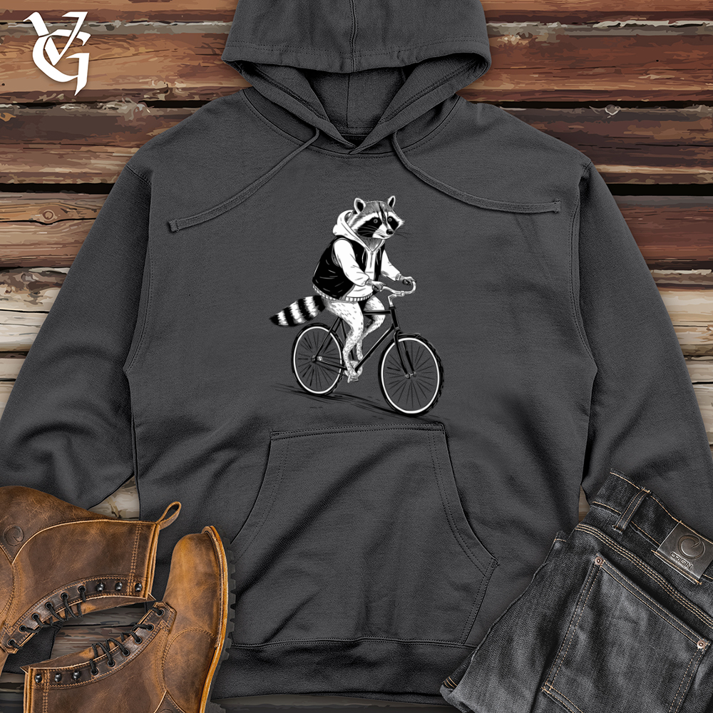 Raccoon Riding Cycle Midweight Hooded Sweatshirt