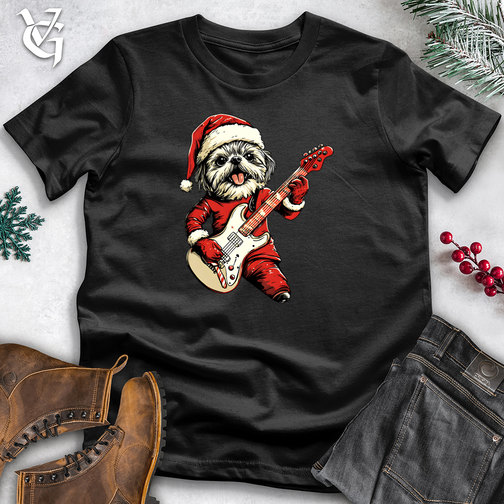 Shih Tzu Christmas Guitarist Cotton Tee