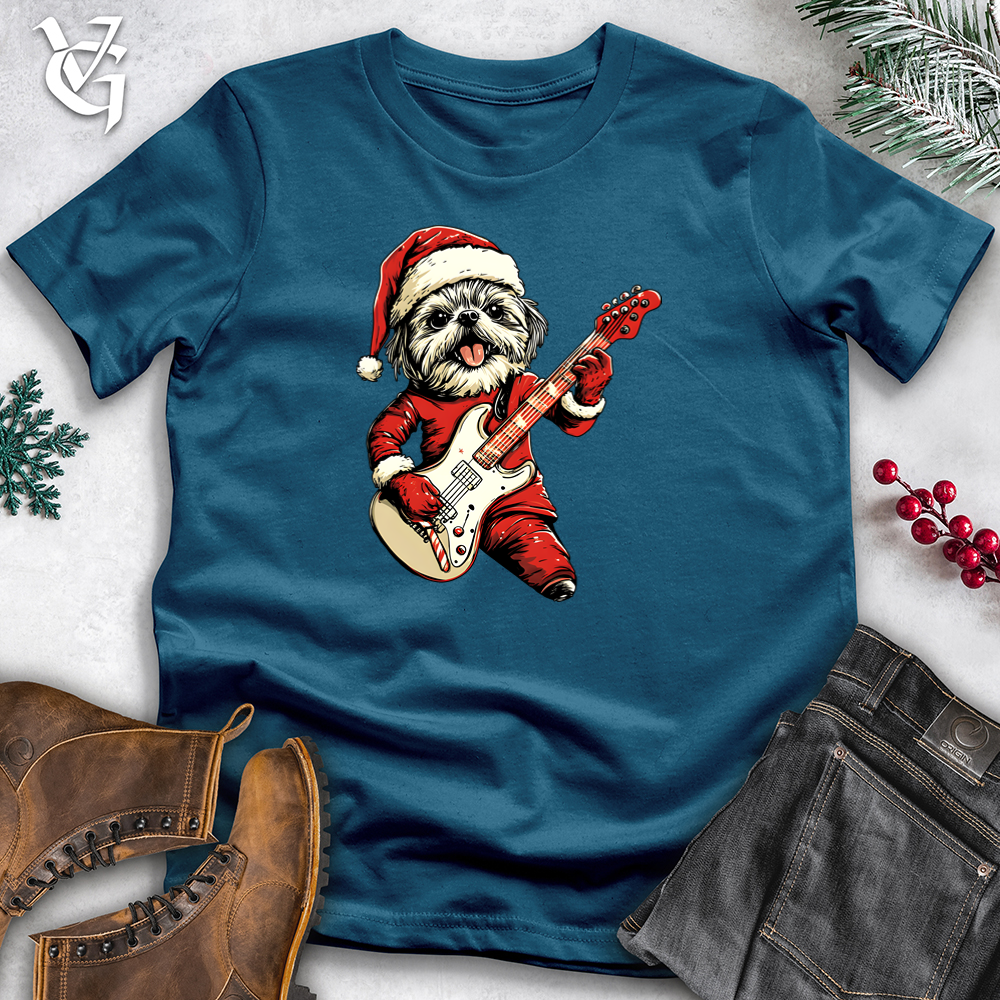 Shih Tzu Christmas Guitarist Cotton Tee
