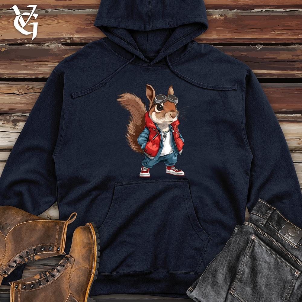 Back To School Squirrel Midweight Hooded Sweatshirt