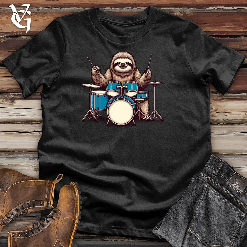 Sloth Playing Drums Cotton Tee