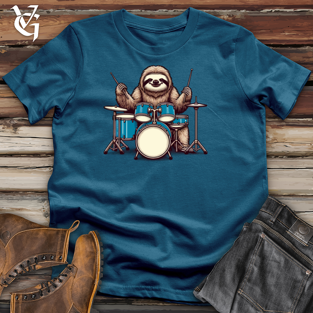 Sloth Playing Drums Cotton Tee