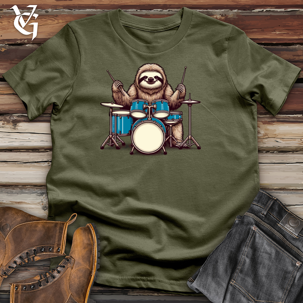 Sloth Playing Drums Cotton Tee