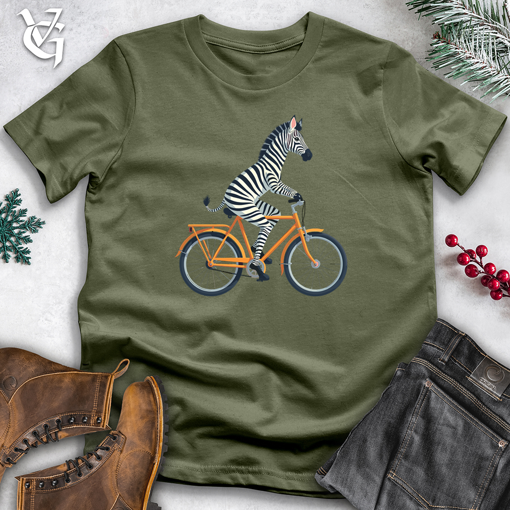 Zebra Riding Bicycle Softstyle Tee