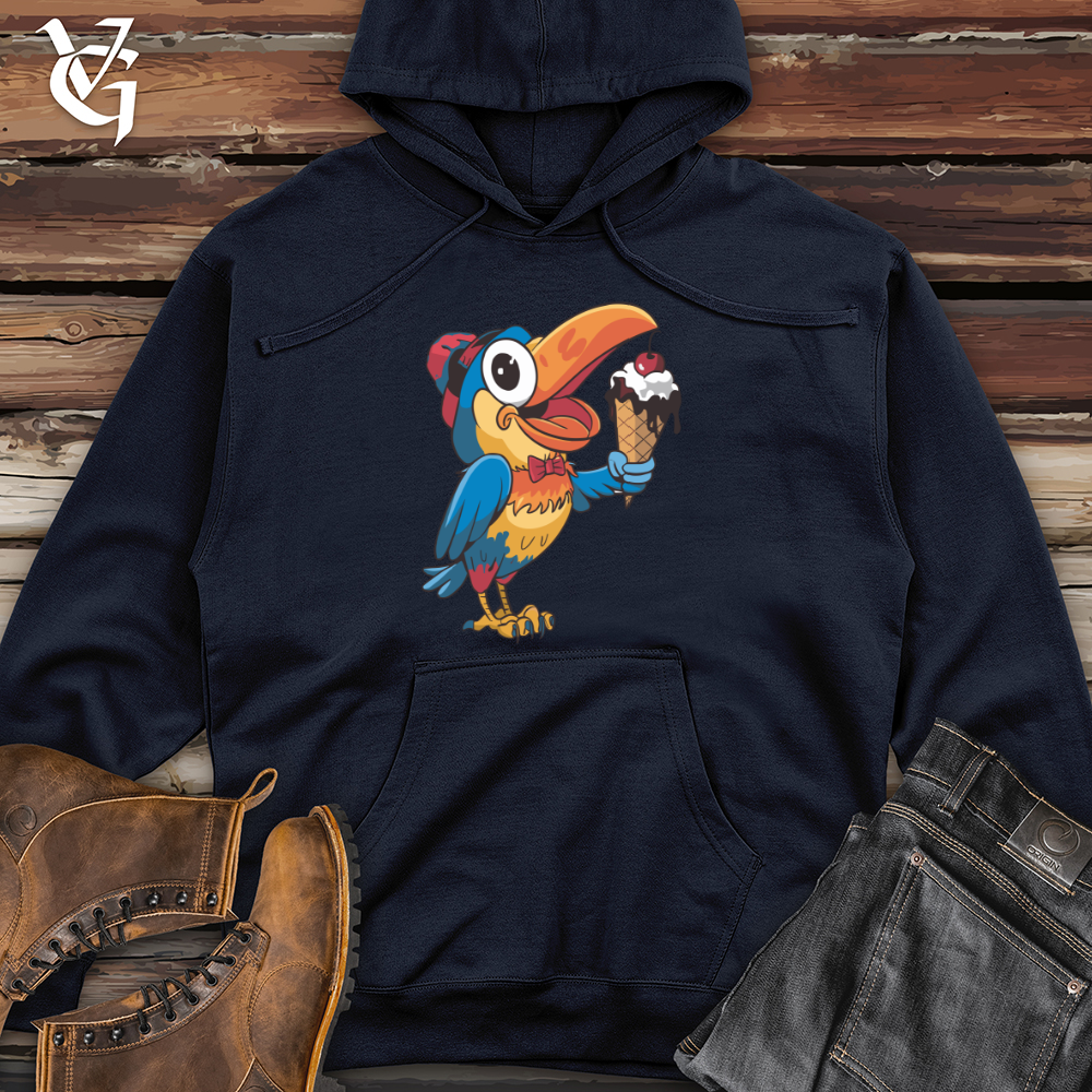 Toucan Eating Ice Cream Midweight Hooded Sweatshirt