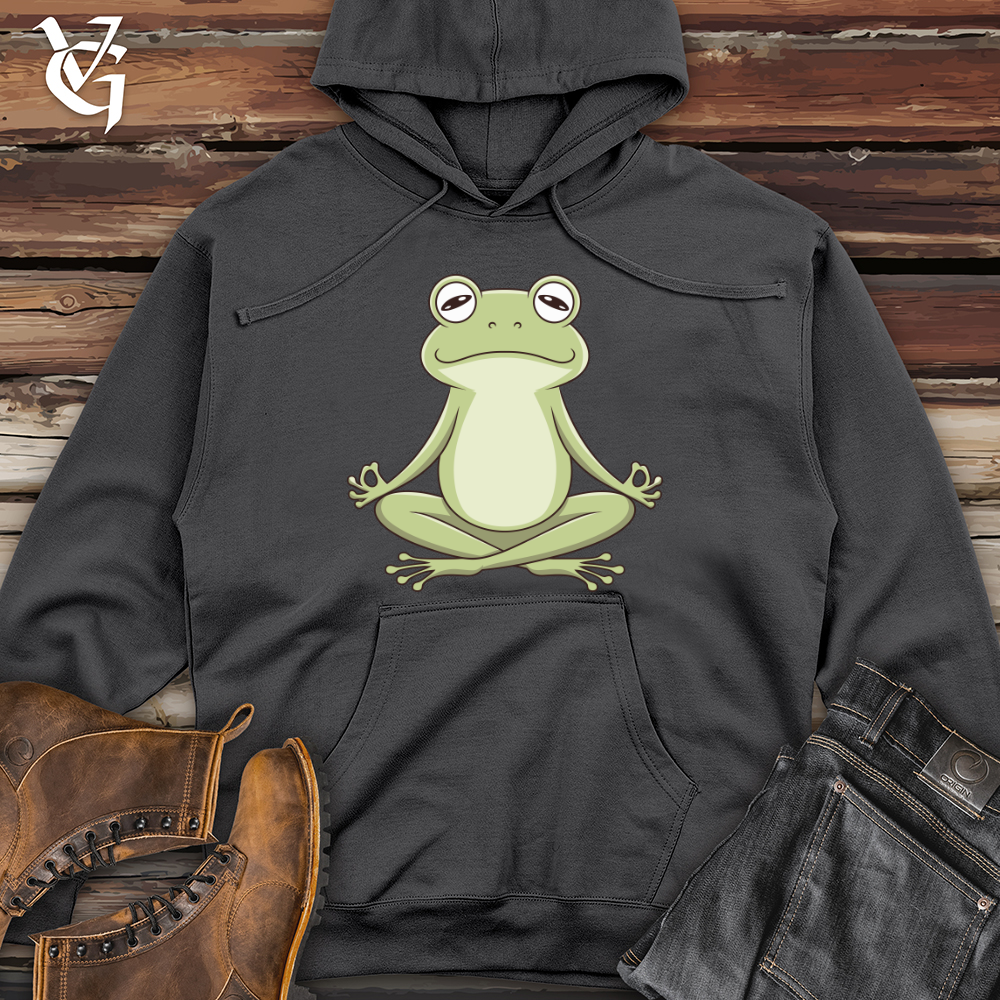 Frog Doing Yoga Midweight Hooded Sweatshirt