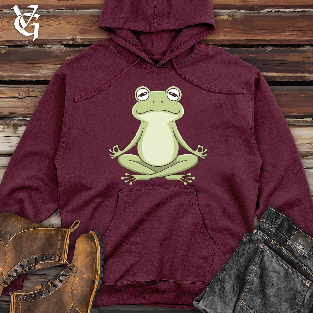 Frog Doing Yoga Midweight Hooded Sweatshirt
