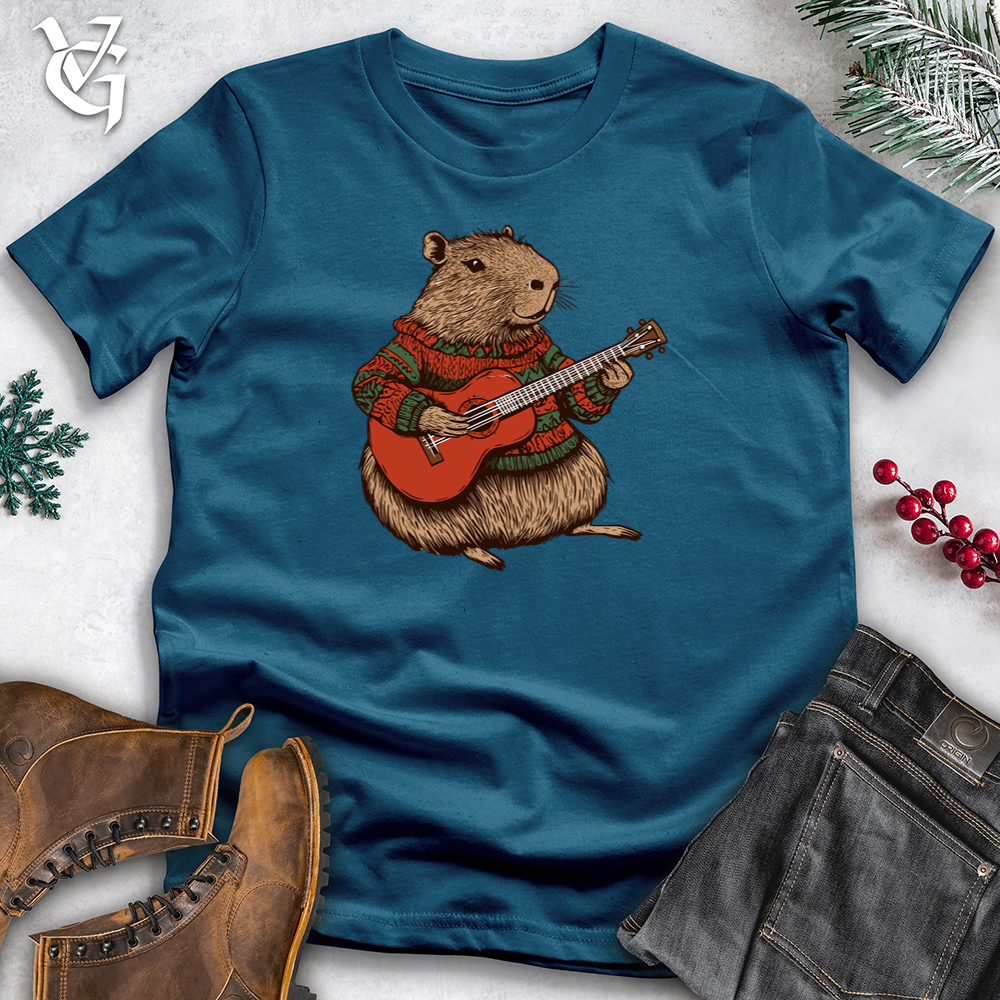 Capybara Playing Guitar Cotton Tee