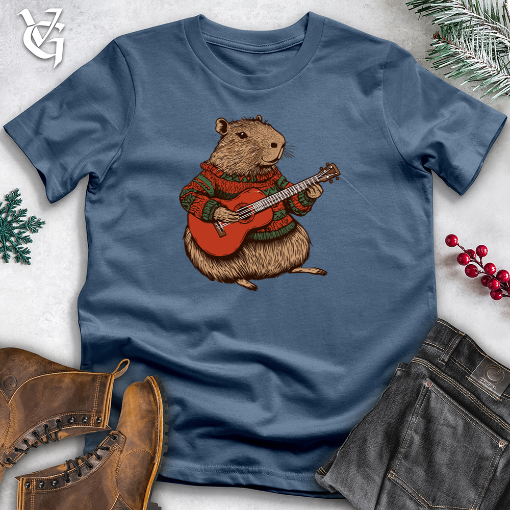 Capybara Playing Guitar Cotton Tee