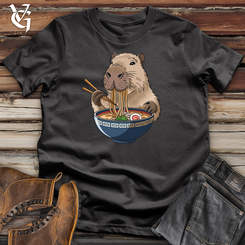 Capybara Eating Noodles Cotton Tee