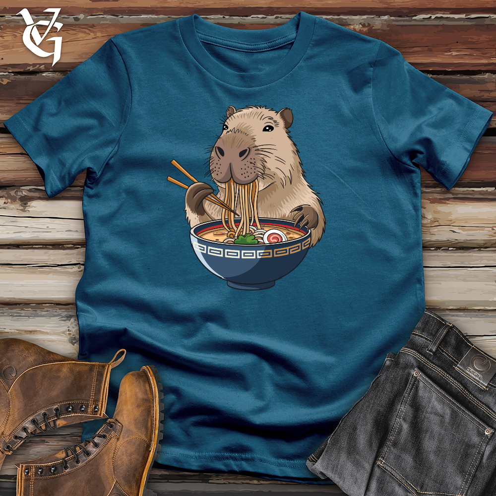Capybara Eating Noodles Cotton Tee