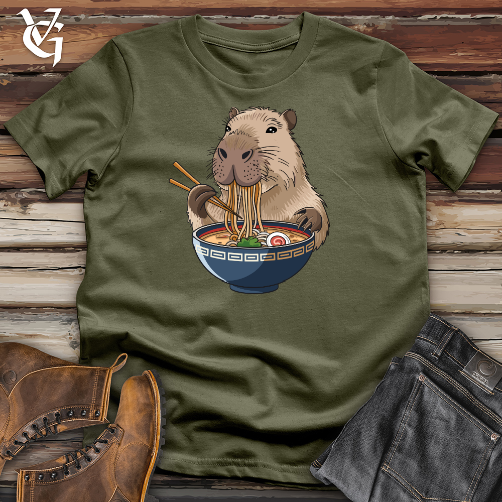 Capybara Eating Noodles Cotton Tee