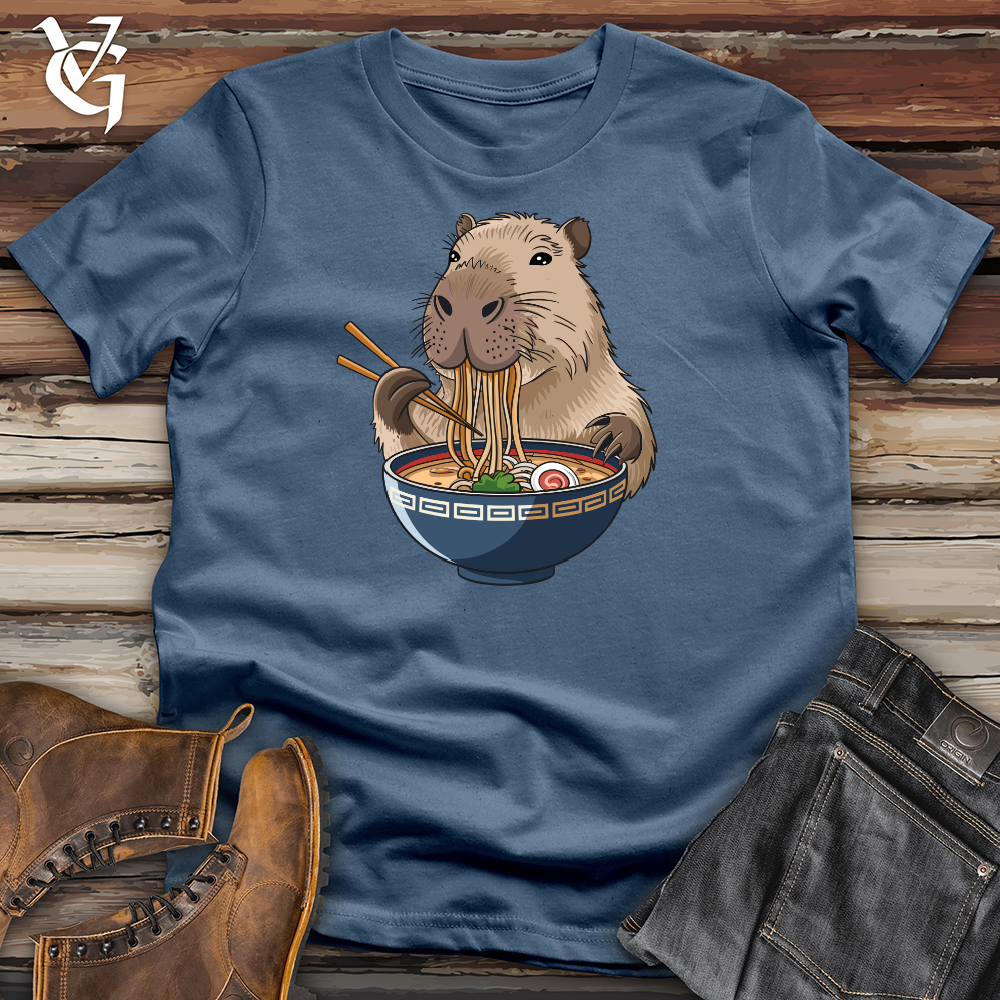 Capybara Eating Noodles Cotton Tee