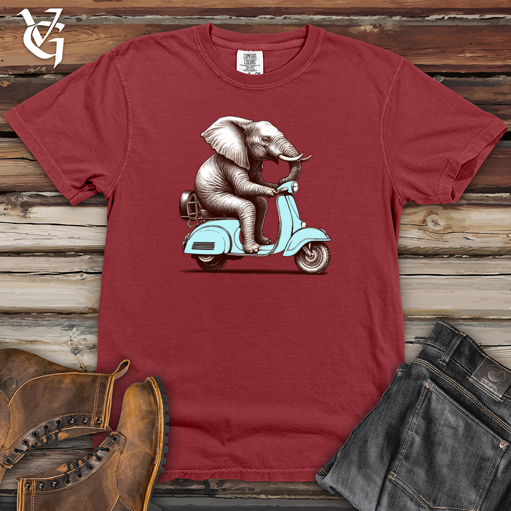 Elephant  Sitting Top a Scooter Heavy Cotton Comfort Colors Tee