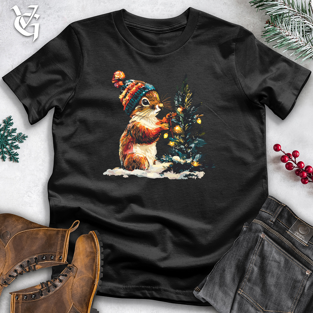 Christmas Lights Squirrel Cotton Tee