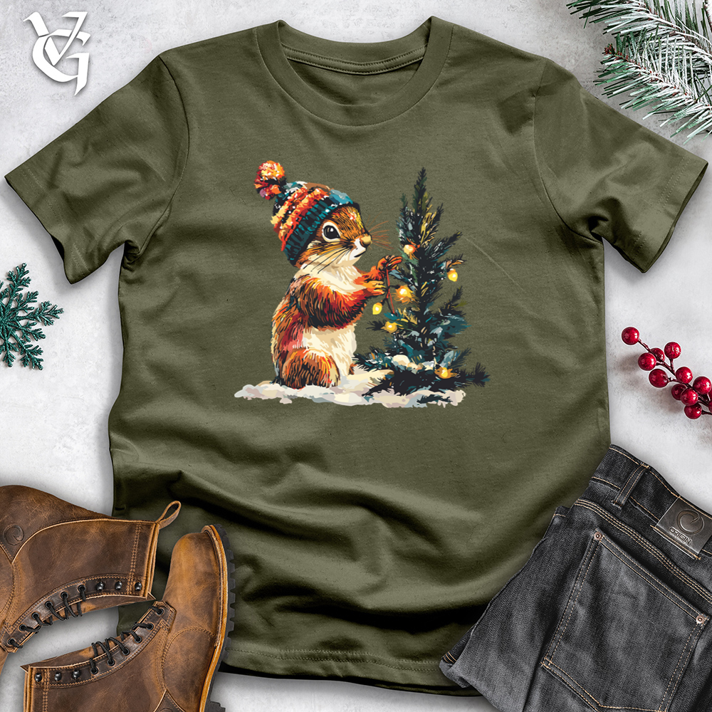 Christmas Lights Squirrel Cotton Tee